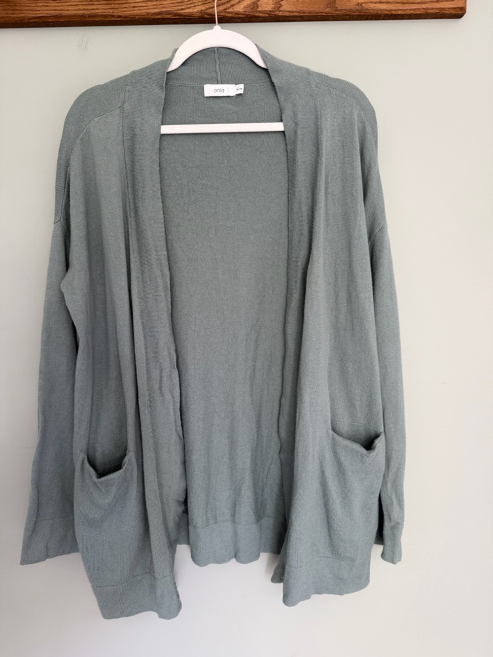 Onia "Sarah" Cotton Cashmere Sea Shadow Blue/Green Knit Open Cardigan